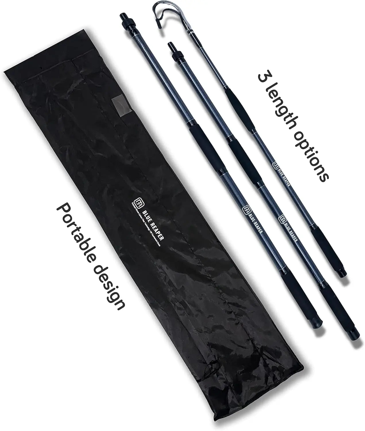 Blue Reaper Tournament Fishing Gaff Handmade Woven Carbon Fiber 12ft 3" Hook