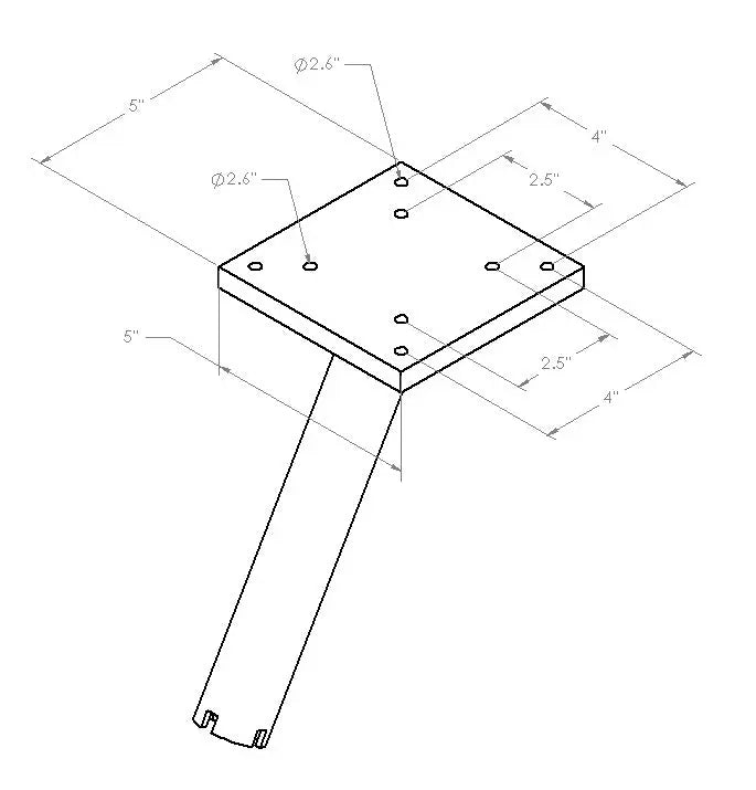 Dev Fishing DRM 200 12" Downrigger Gimbal Mount