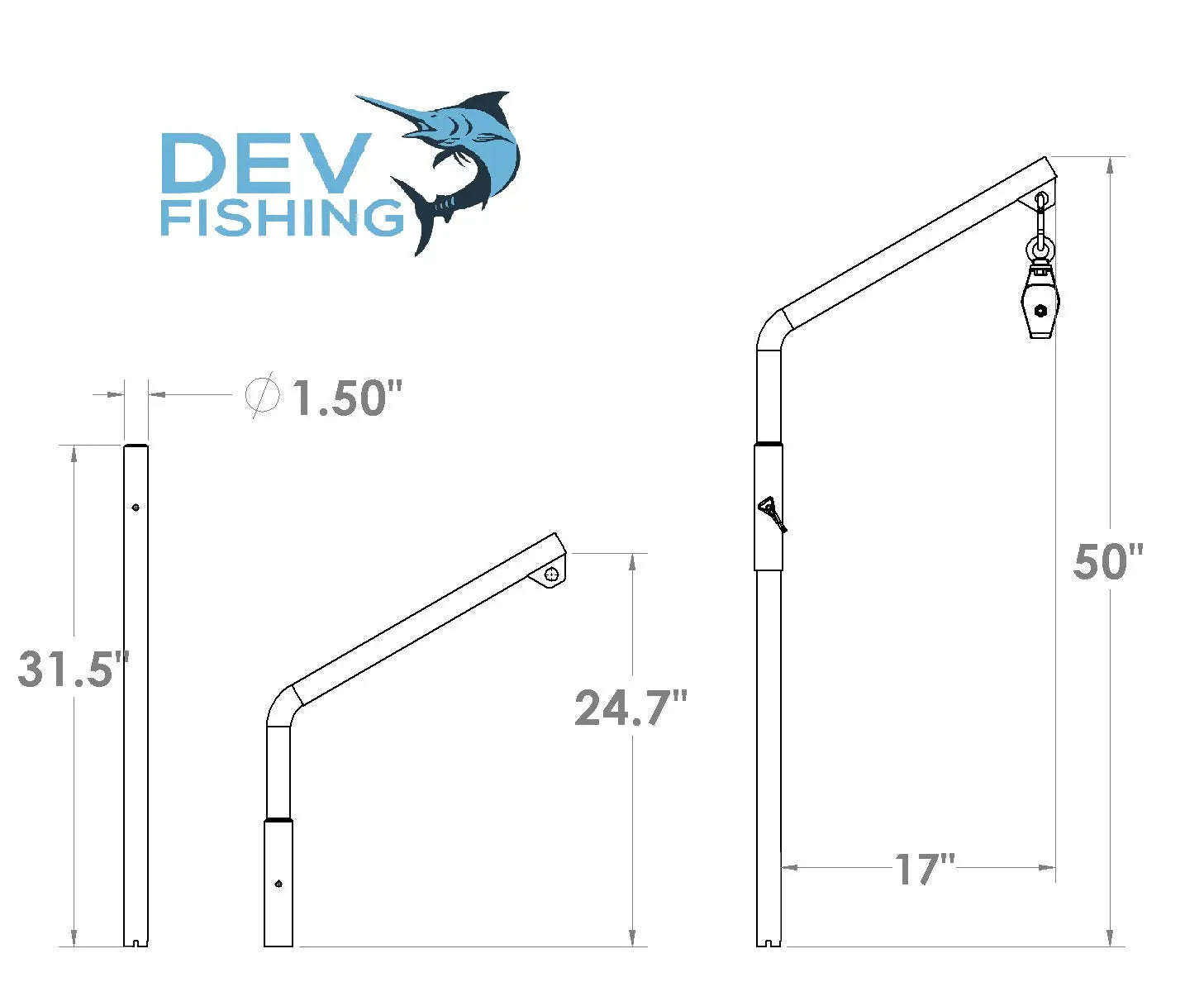 crab fishing pole Dev Fishing CP 100 Boat Rod Holder Crab Pot Puller