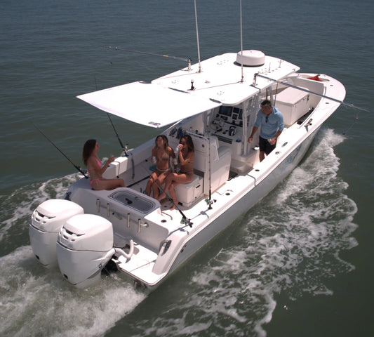 Dev Fishing Fabric Boat Stern Rod Holder Shade Canopy Top Cover (WHITE)