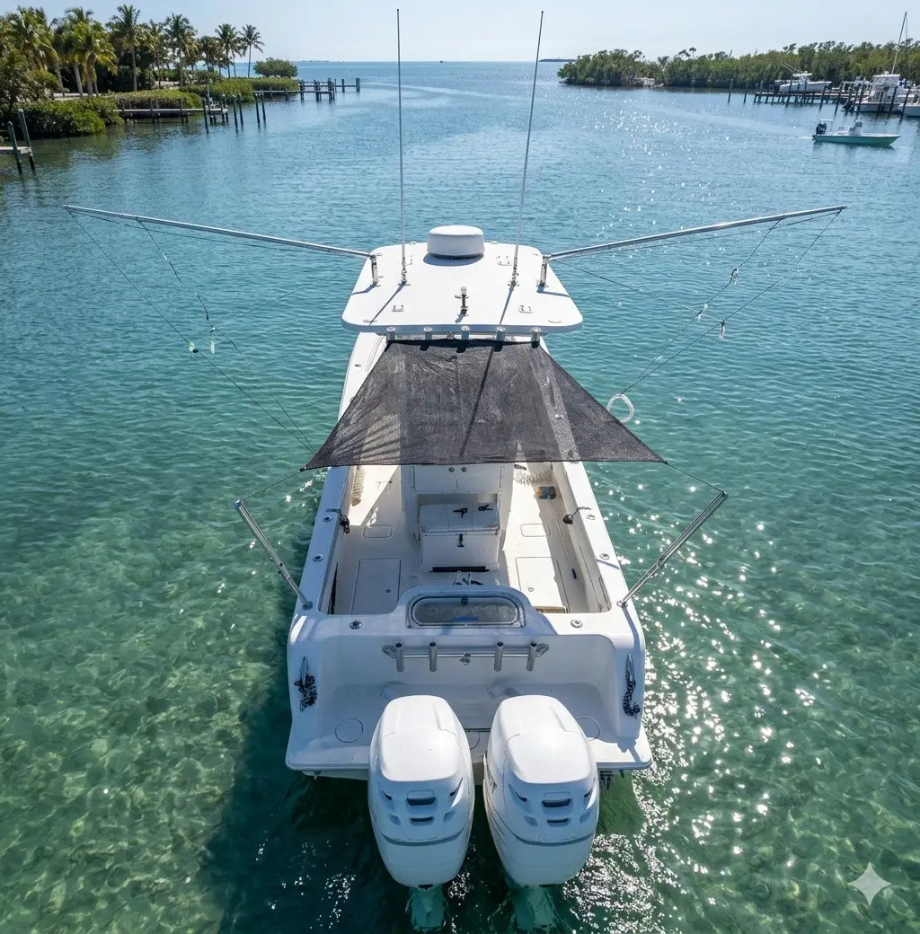 Dev Fishing Universal UBS 100 Pole Stern / Side Boat Canopy Sun Shade WHITE