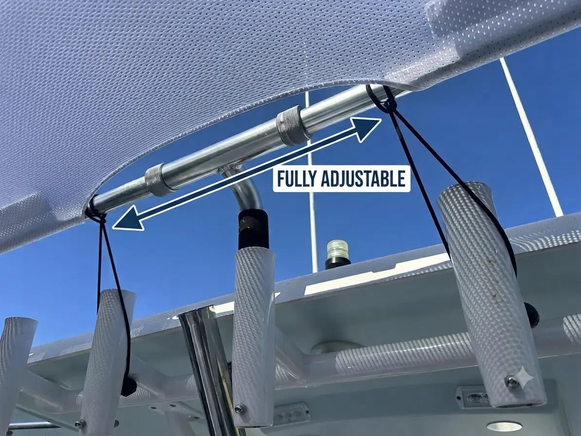 Dev Fishing SS100 Boat Stern Rod Holder Shade Canopy Top Cover (WHITE)