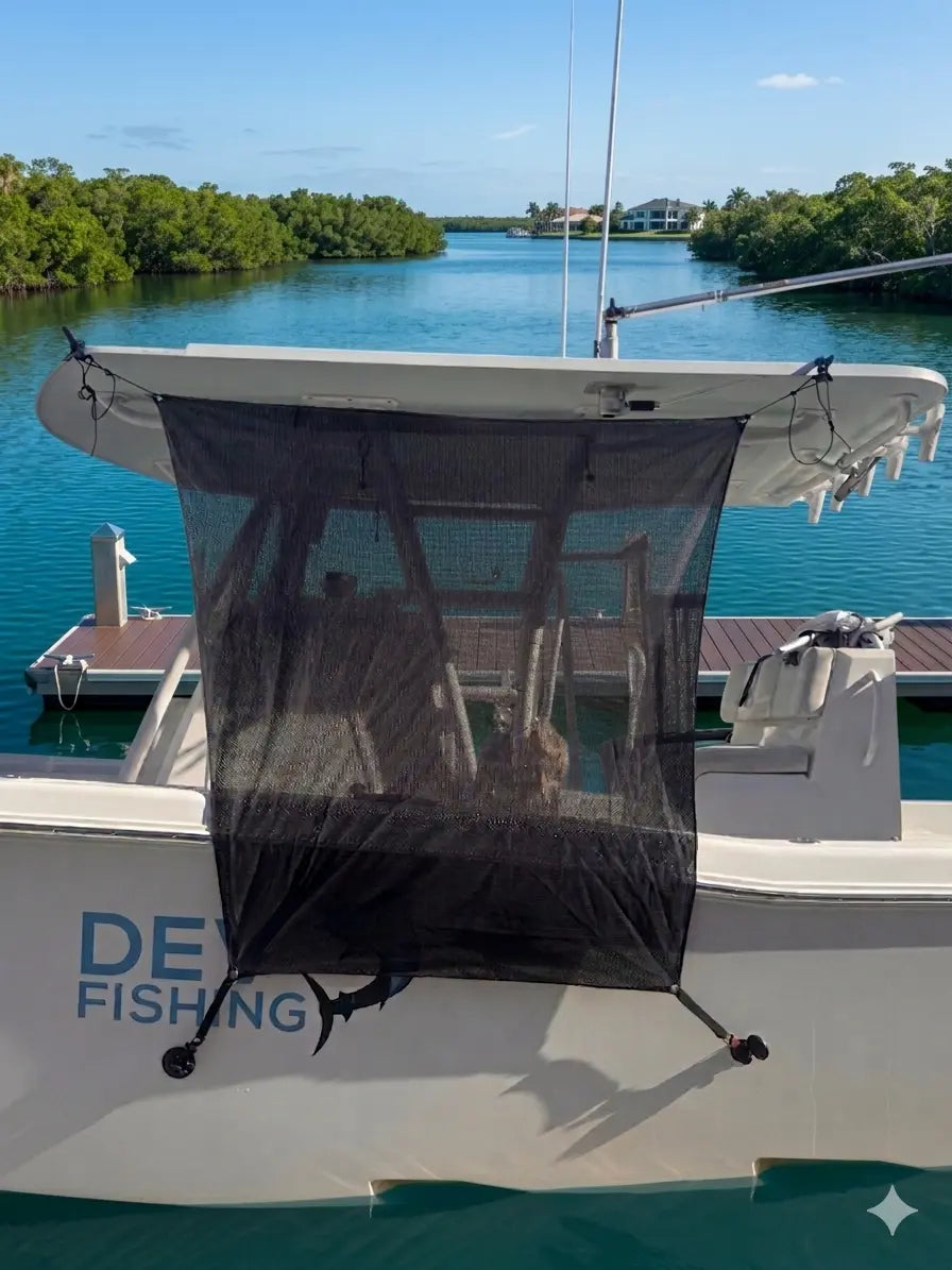 Dev Fishing Universal UBS 100 Pole Stern / Side Boat Canopy Sun Shade WHITE