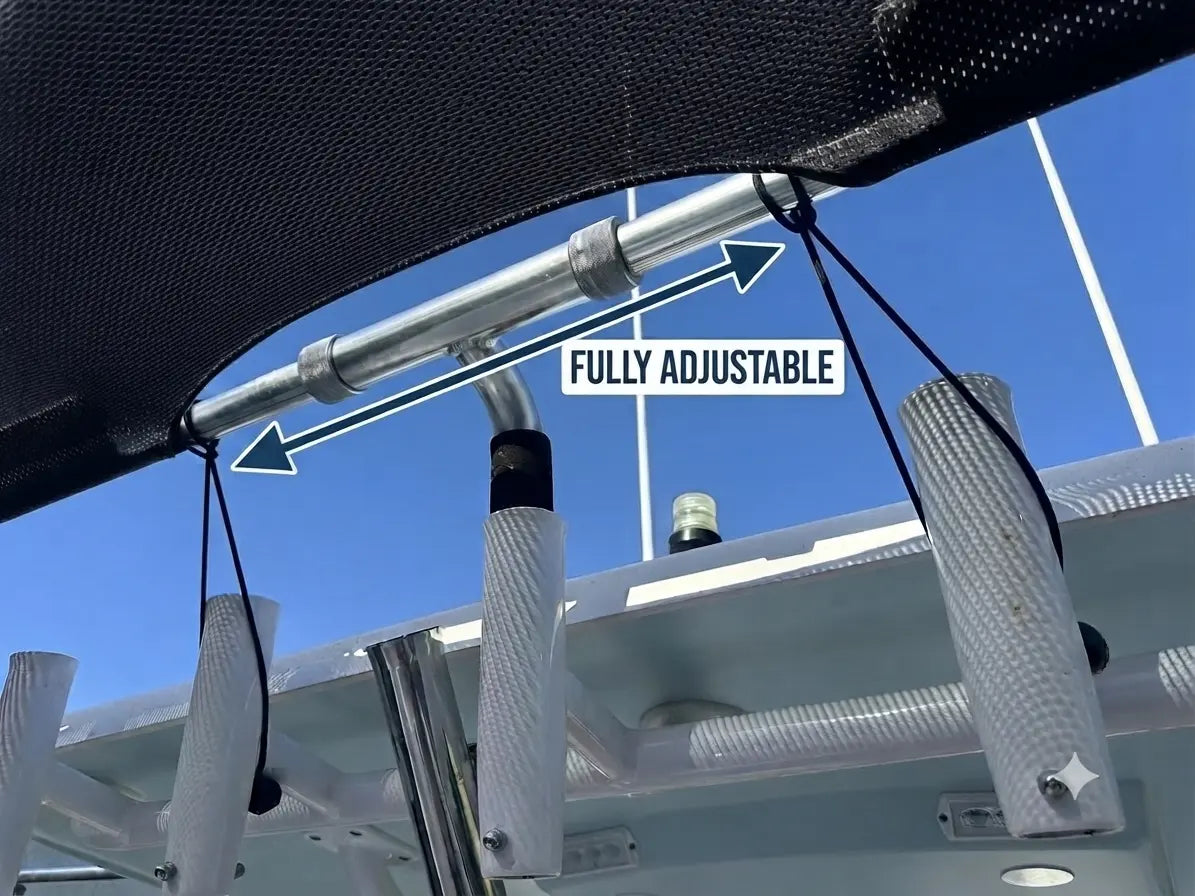 canopy fishing rod holders Roylvan 2 Pack Vehicle Holder 6 fishing rod storage for boats Dev Fishing Fabric Boat Shade
