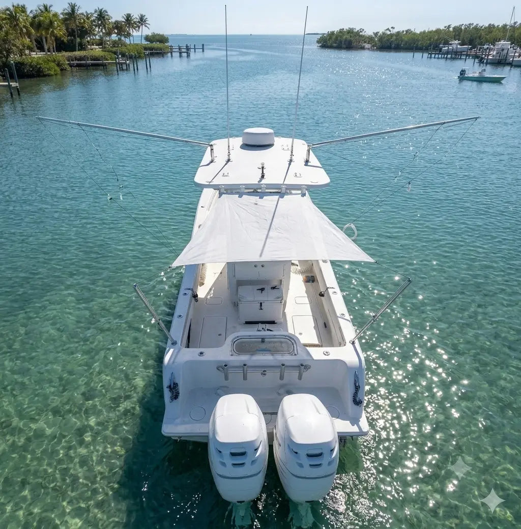 Dev Fishing UBS 200 Stern / Side Canopy Boat 25-33FT Pole Sun Shade WHITE