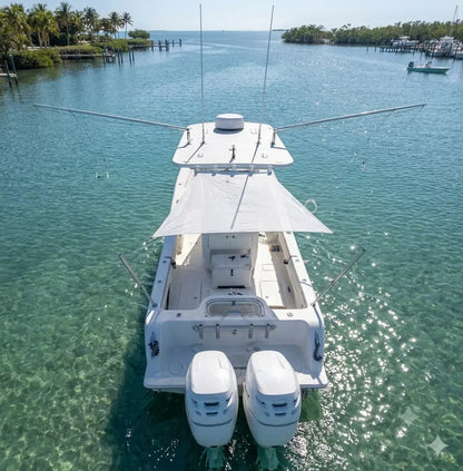 Dev Fishing UBS 200 Stern / Side Canopy Boat 25-33FT Pole Sun Shade WHITE