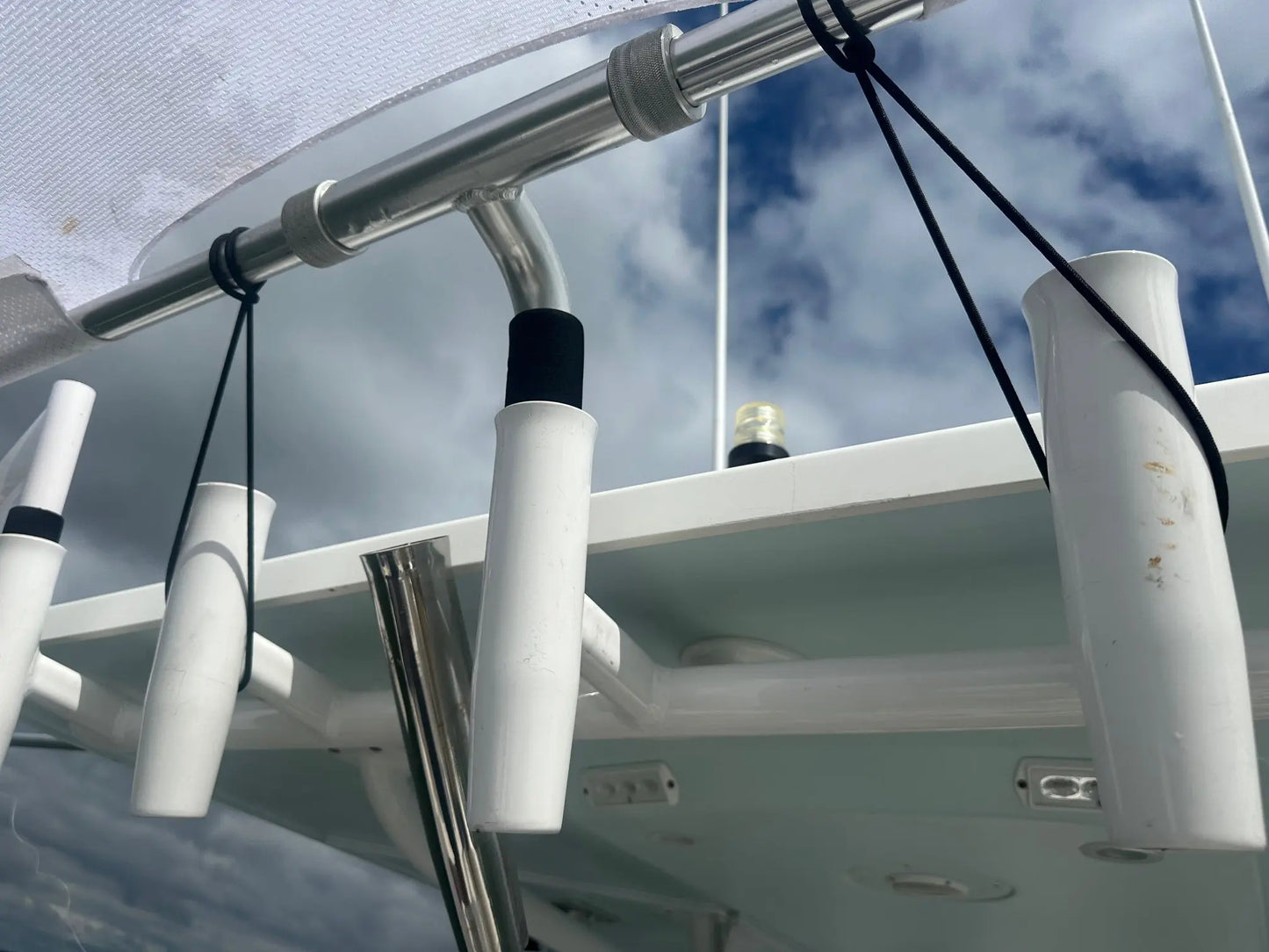 Dev Fishing Fabric Boat Stern Rod Holder Shade Canopy Top Cover (BLACK)