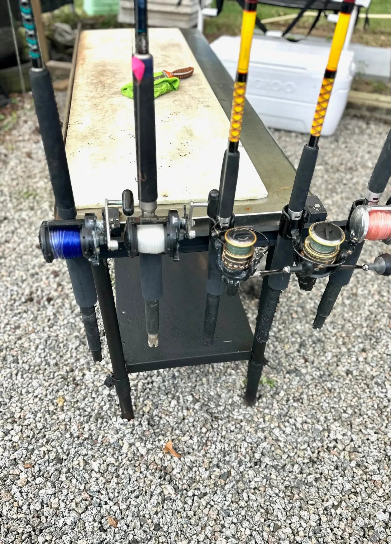 Dev Fishing RB 150 Truck Bed / Table Rail 5 Pole Rod Transport Travel Holder Rack
