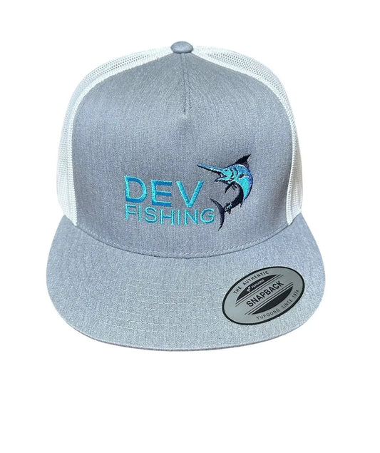 Dev Fishing Grey & White Sport-Tek Snapback Hat