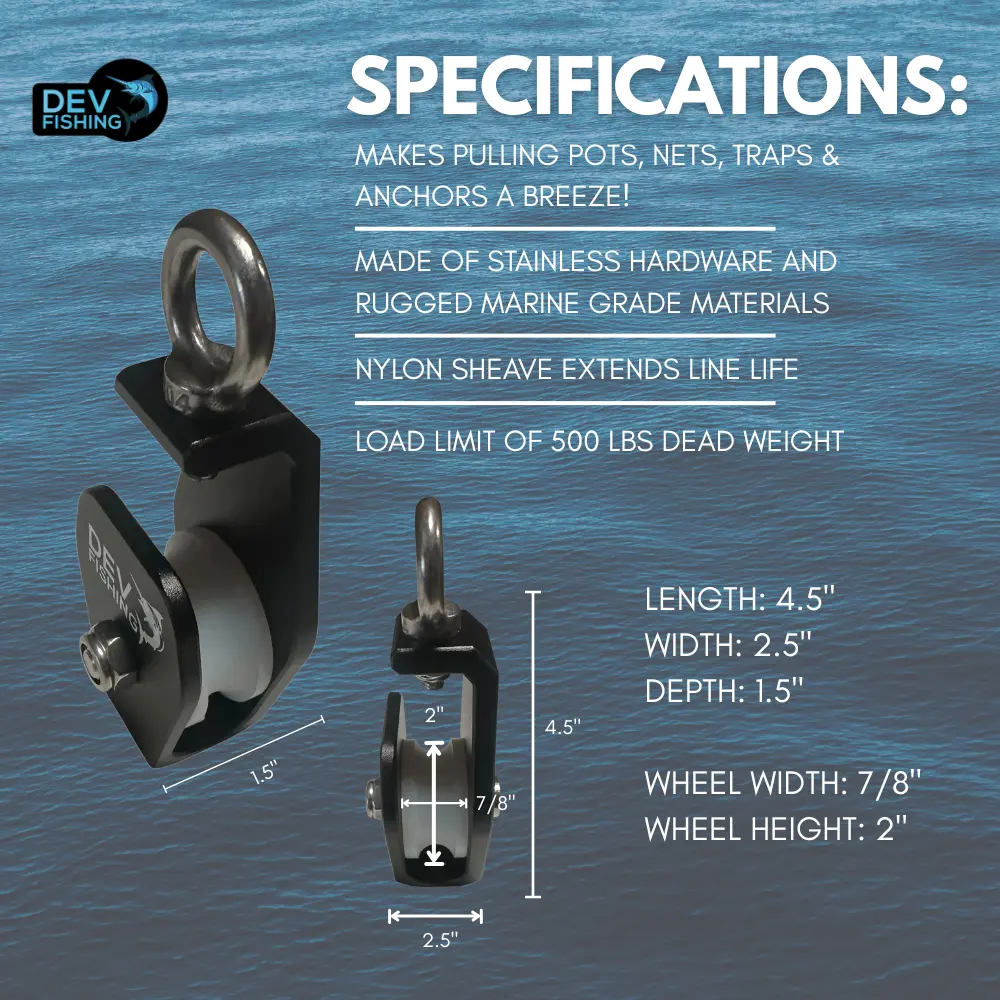 Dev Fishing Crab Pot Block Open Line Hauler Pulley