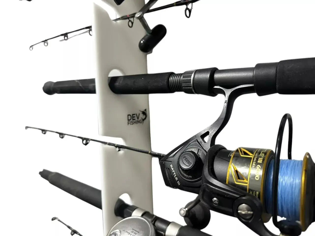 Dev Fishing WPH8 8 Rod Horizontal Storage Hanging Wall Organizer Pole Rest Rack