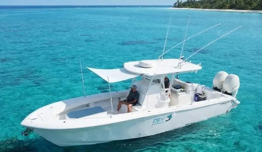 Dev Fishing UBS 100 Bow / Stern / Side Canopy Boat 18-25FT Pole Sun Shade WHITE
