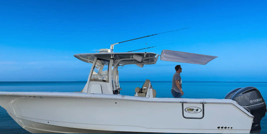 Dev Fishing Fabric Center Console Boat Shade Canopy Top Cover (White) - DevFishing