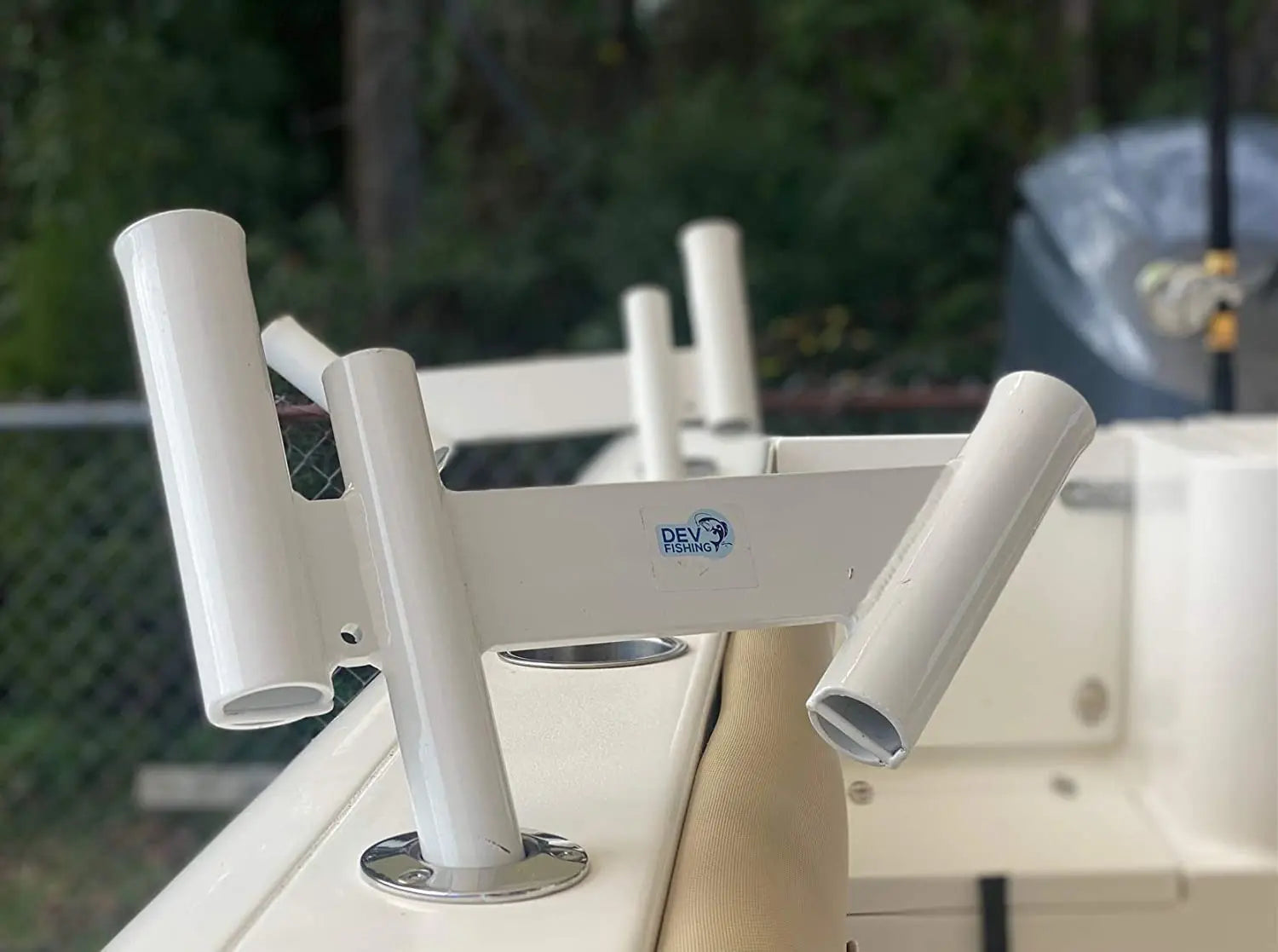 dual boat fishing rod holders Dev Fishing Dual Offset Fishing Teaser Dredge Rod Spreader Outrigger Boat Trolling Holders Pair
