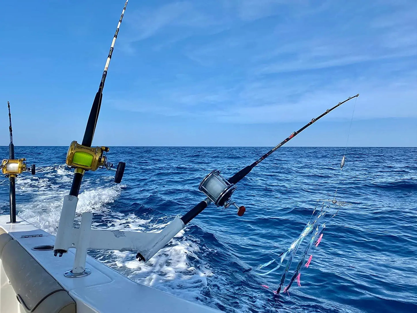 Dev Fishing Dual Offset Fishing Teaser Dredge Rod Spreader Outrigger Boat Trolling Holders Pair